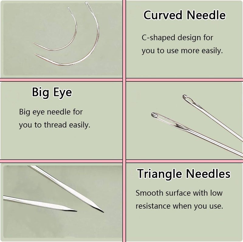 Eketirry 59 Pack Hand Sewing Needles Kit, 51-Assorted Sewing Needles & 5 Pack Heavy Duty Curved Needles with 3 Threaders for Household Sewing, Leather, Upholstery, Carpet, Canvas & Fabric Repair - Image 4